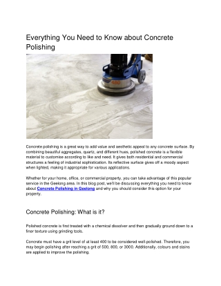 Everything You Need to Know about Concrete Polishing