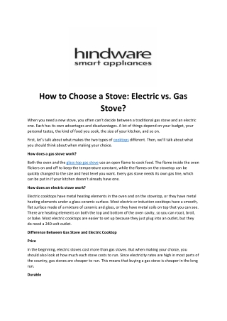 How to Choose a Stove: Electric vs. Gas Stove?