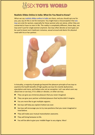 Realistic Dildos Online in India: What Do You Need to Know?
