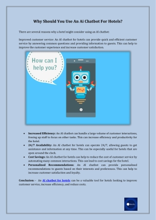 Why Should You Use An Ai Chatbot For Hotels?