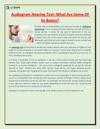 Audiogram Hearing Test What Are Some Of Its Basics