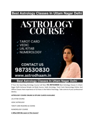 Best Astrology Classes In Uttam Nagar Delhi  91-9873530830