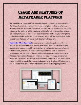 Usage and Features of Metatrader Platform