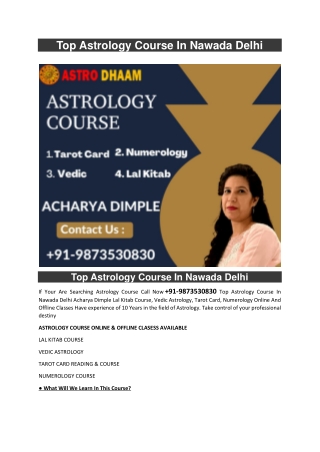 Top Astrology Course In Nawada Delhi  91-9873530830