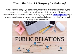 What is The Point of A PR Agency For Marketing?