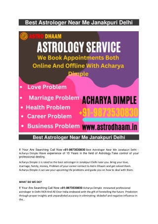 Best Astrologer Near Me Janakpuri Delhi +91-9873530830