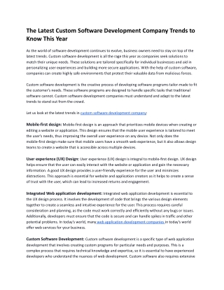 The Latest Custom Software Development Company Trends to Know This Year
