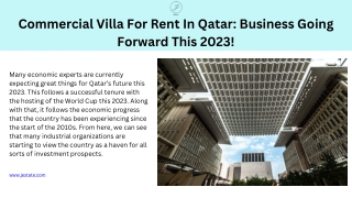 Commercial Villa For Rent In Qatar Business Going Forward This 2023!