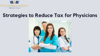 Strategies to Reduce Tax for Physicians