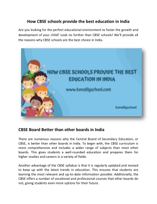 How CBSE schools provide the best education in India