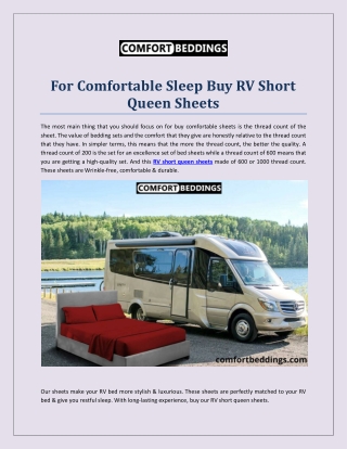 Buy RV Short Queen Sheets