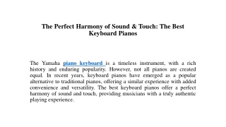 The Perfect Harmony of Sound & Touch The Best Keyboard Pianos