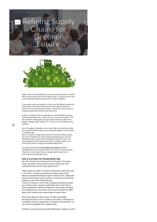 Refining Supply Chains for Greener Future