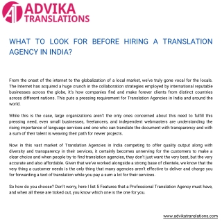 WHAT TO LOOK FOR BEFORE HIRING A TRANSLATION AGENCY IN INDIA?
