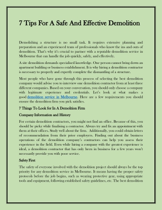 7 Tips For A Safe And Effective Demolition