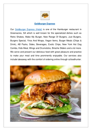 Get up to 10% offer - Goldburger Express Menu, SA