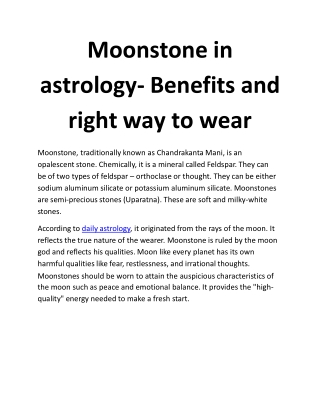 Moonstone in astrology- Benefits and right way to wear
