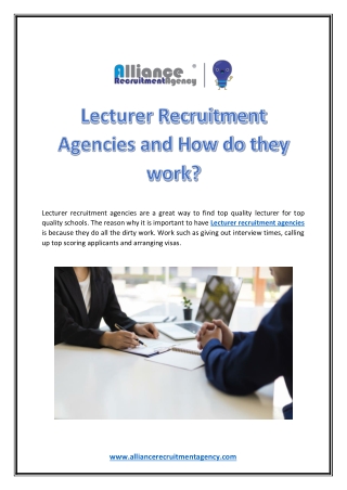 Lecturer Recruitment Agencies and How do they work?