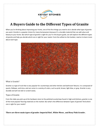 A Buyers Guide to the Different Types of Granite