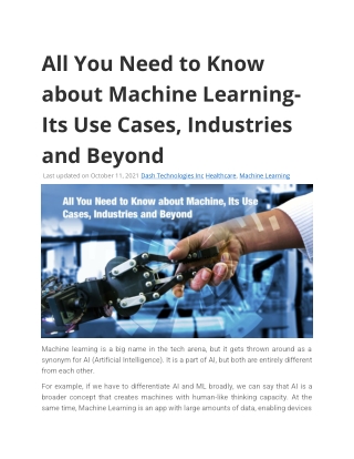 All You Need to Know about Machine Learning Its Use Cases, Industries and Beyond