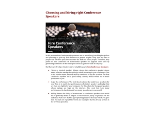 Choosing and hiring right Conference Speakers