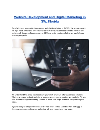 Website Development and Digital Marketing in SW, Florida