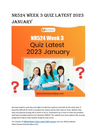 NR524 Week 3 Quiz Latest 2023 January