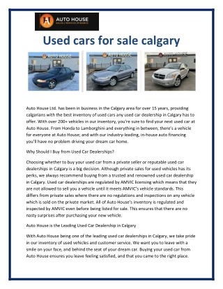 Used cars for sale calgary