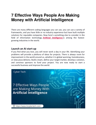 Make Money With Artificial Intelligence