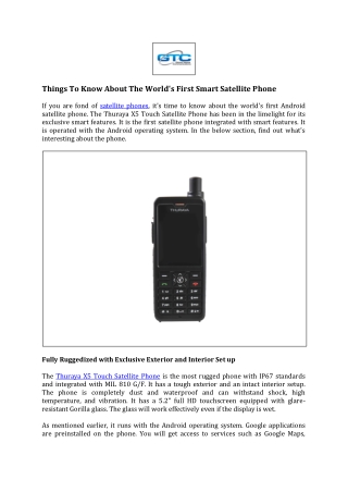 Things To Know About The World's First Smart Satellite Phone