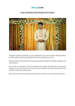 7 Best Wedding Kurta Pajama with Jacket  - HappyCredit