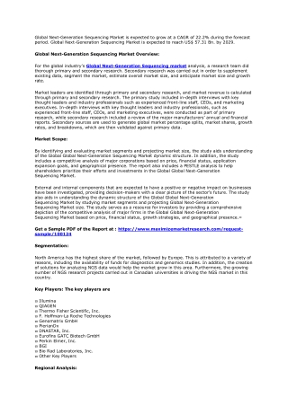 Next-Generation Sequencing Market Global Industry Analysis and Forecast 2029