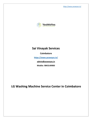 LG washing machine service center in Coimbatore