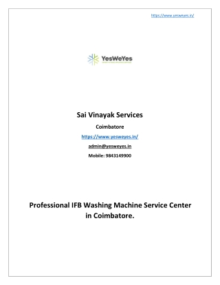 IFB washing machine service center in Coimbatore