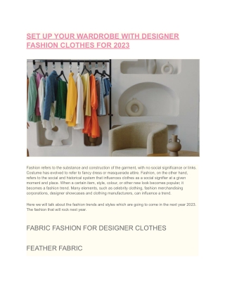 SET UP YOUR WARDROBE WITH DESIGNER FASHION CLOTHES FOR 2023
