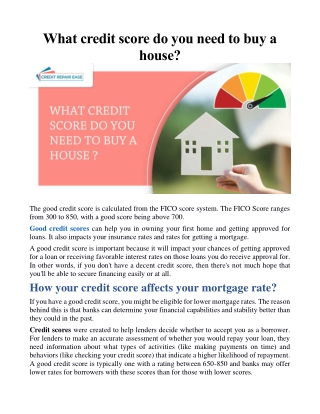 What credit score do you need to buy a house?