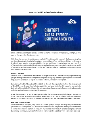 Impact of ChatGPT on Salesforce Developers