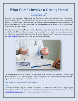 What Does It Involve n Getting Dental Implants?