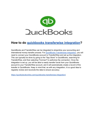 How to do quickbooks transferwise integration?