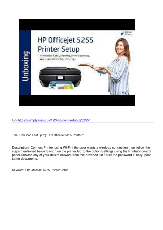 How can I set up my HP OfficeJet 5255 Printer?