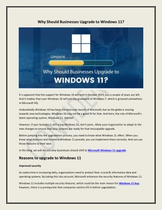 Why Should Businesses Upgrade to Windows 11?