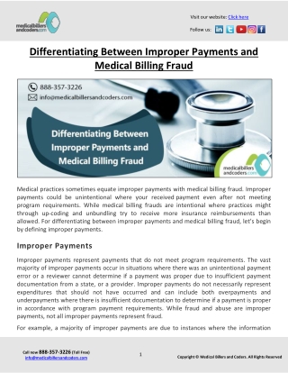 Differentiating Between Improper Payments and Medical Billing Fraud