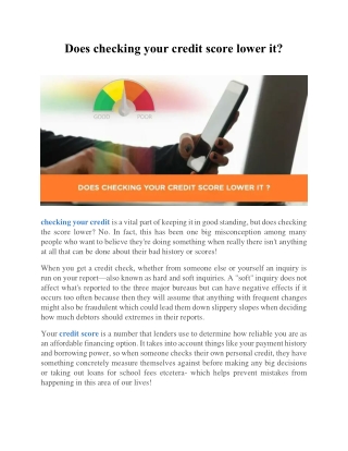 Does checking your credit score lower it?