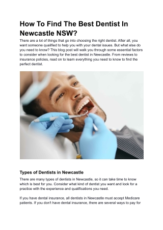 How To Find The Best Dentist In Newcastle NSW