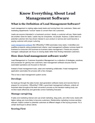 Know Everything About Lead management Software