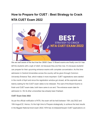 How to Prepare for CUET : Best Strategy to Crack NTA CUET Exam 2022