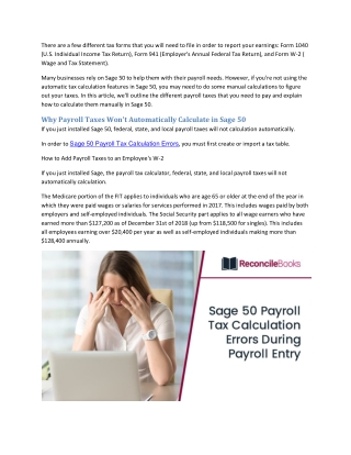 Fix Sage 50 Payroll Tax Calculations Could not be Found