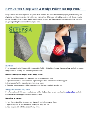 How Do You Sleep With A Wedge Pillow For Hip Pain