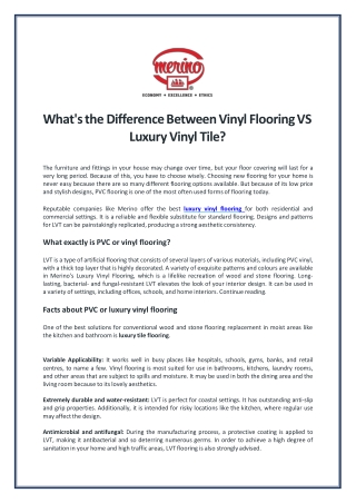 What's the Difference Between Vinyl Flooring VS Luxury Vinyl Tile