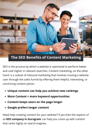 The SEO Benefits of Content Marketing